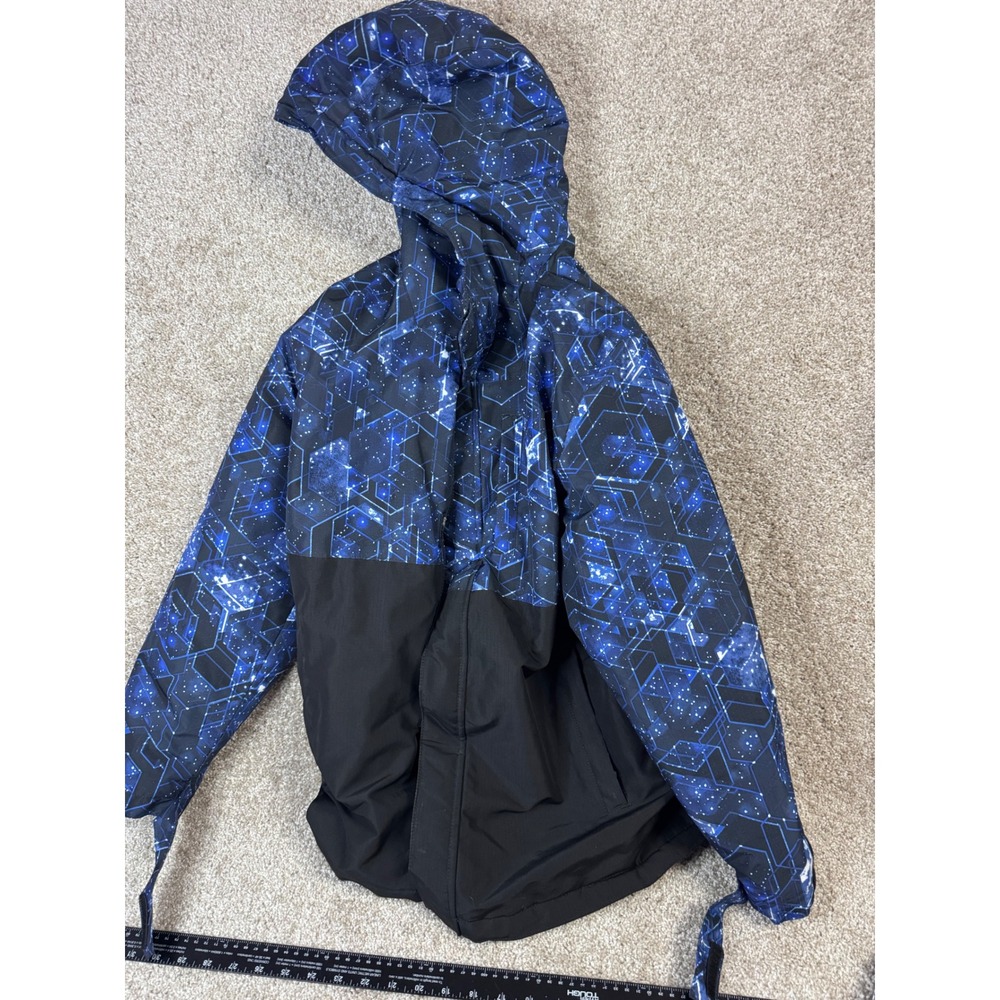 The Children's Place Boys XXL 16 Blue Galaxy Geometric Puffer Jacket Hooded Zip